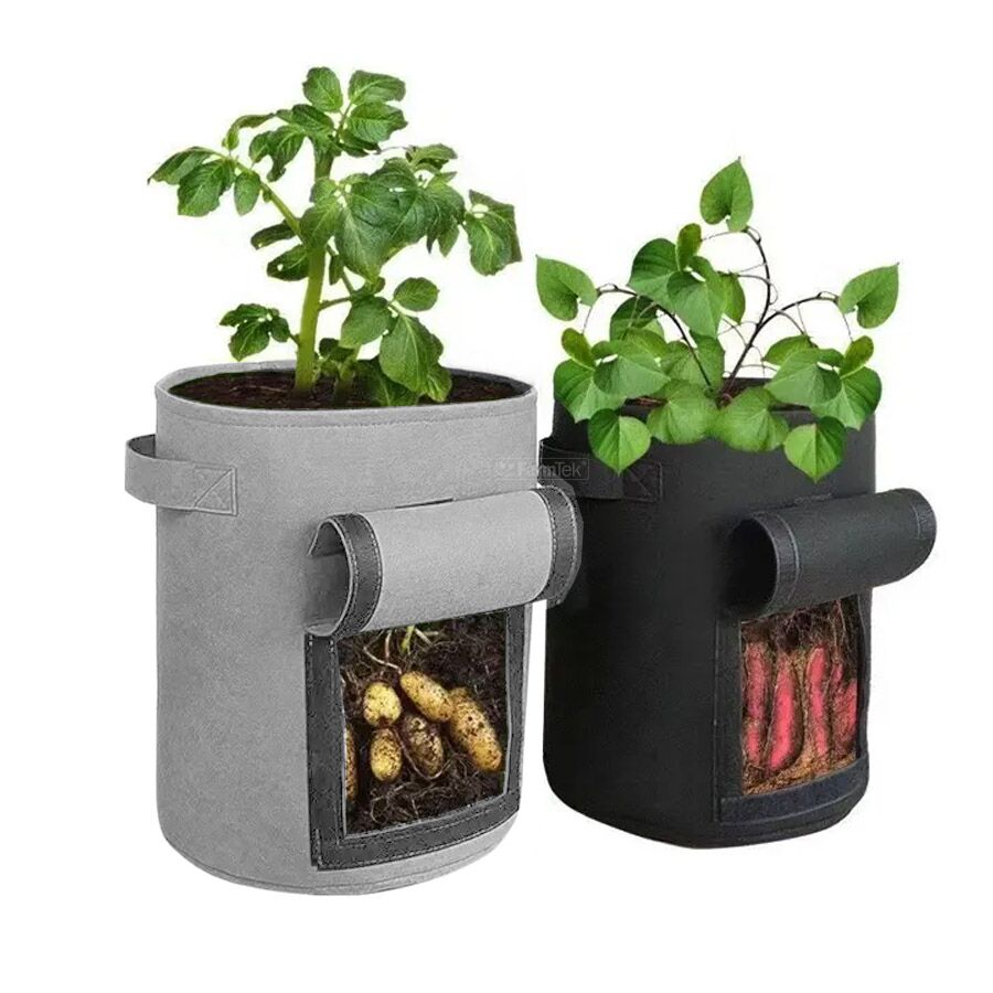 Felt Grow Bags with Window 40L/10Gal (Pack of 5)